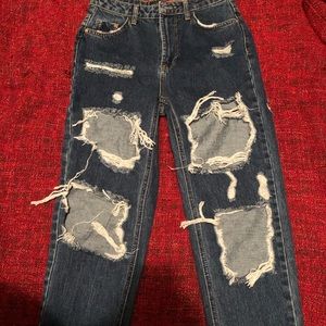 Zara woman Dark Blue Ripped Jeans